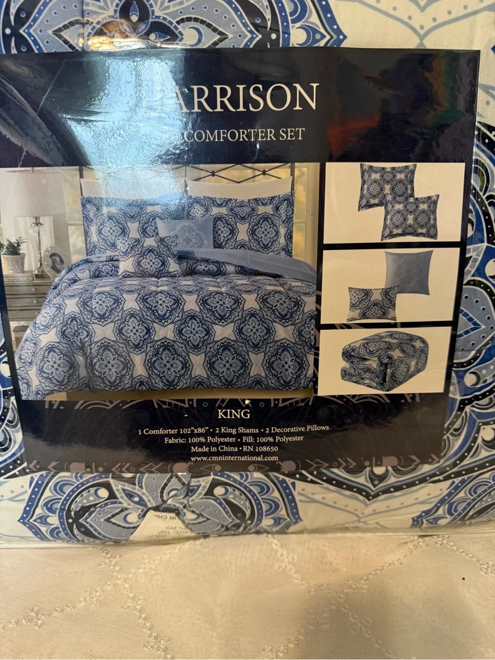 Blue & White King Comforter Set